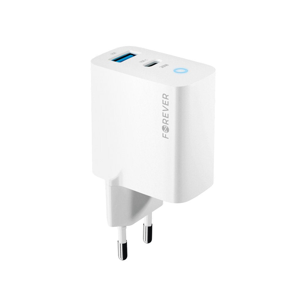 Forever lādētājs TC-06-20AC PD QC 1x USB-C 1x USB 20W, balts