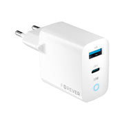 Forever TC-06-33AC GaN PD QC lādētājs 1x USB-C 1x USB 33W balts
