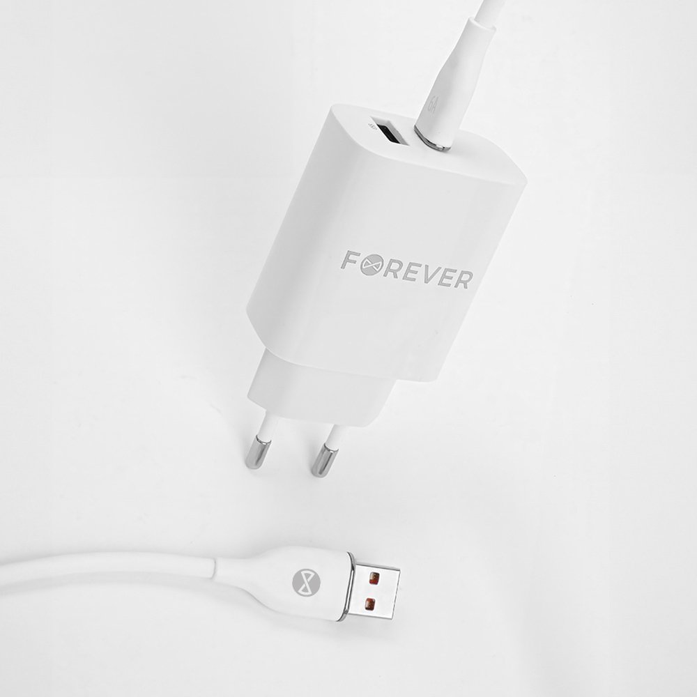Forever kabelis USB - USB-C 1,0 m 6A, balts