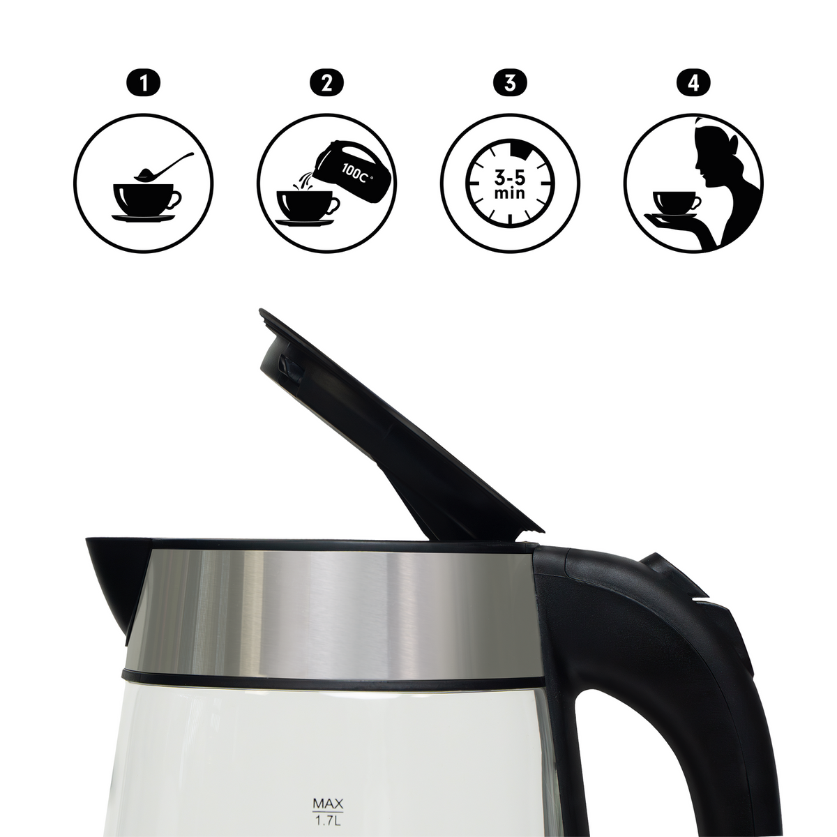 Huslog stikla tējkanna 1,7L AK-0537