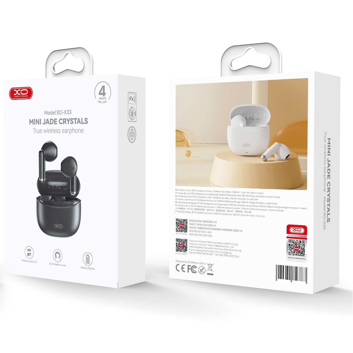 XO Bluetooth austiņas X33 TWS, melnas