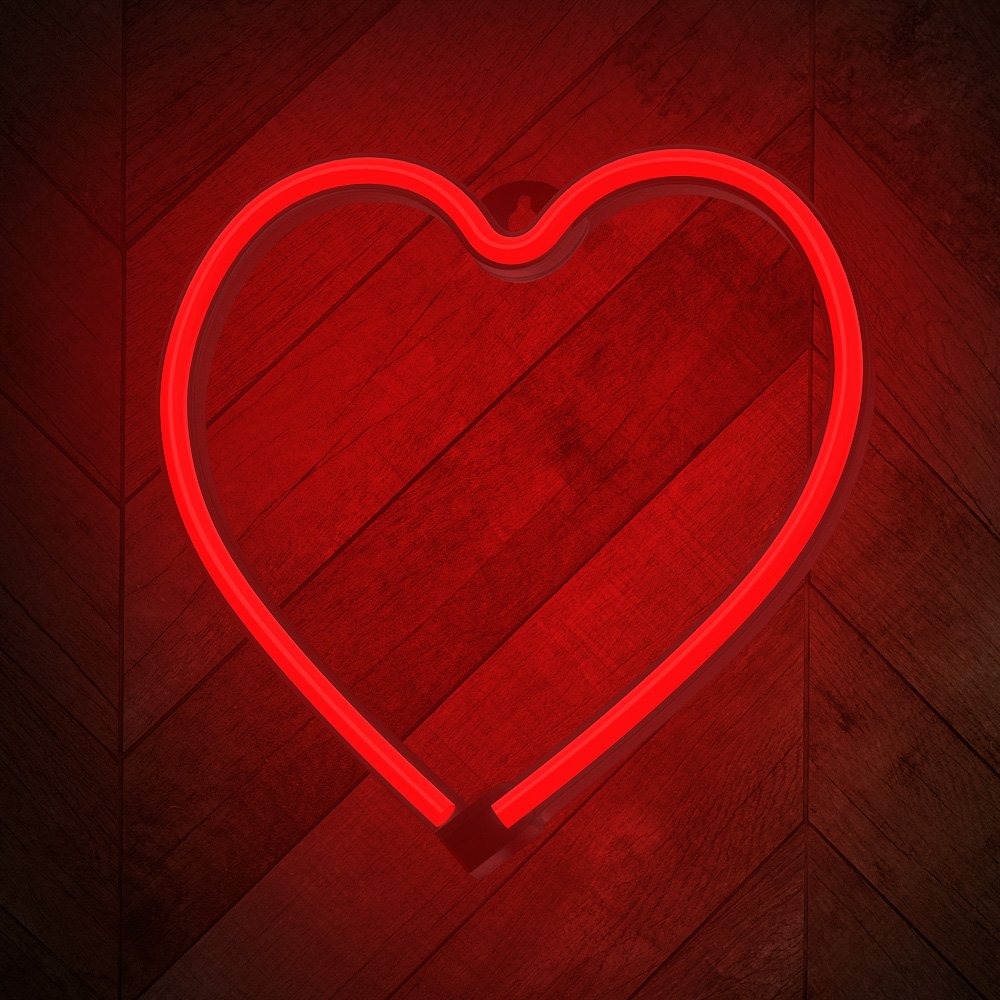 Neona LED HEART sarkans Baterijas + USB FLNE07 Forever Light