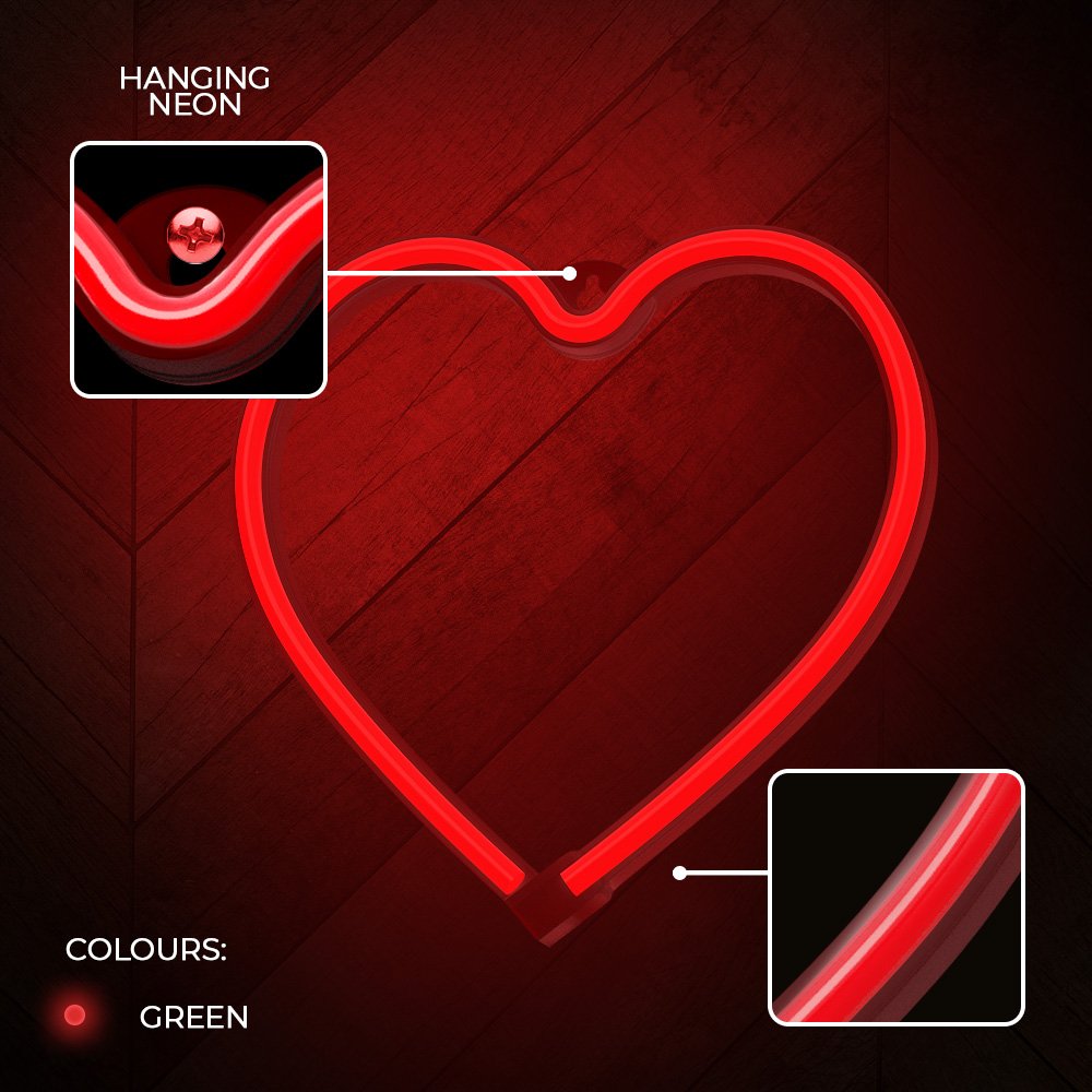 Neona LED HEART sarkans Baterijas + USB FLNE07 Forever Light