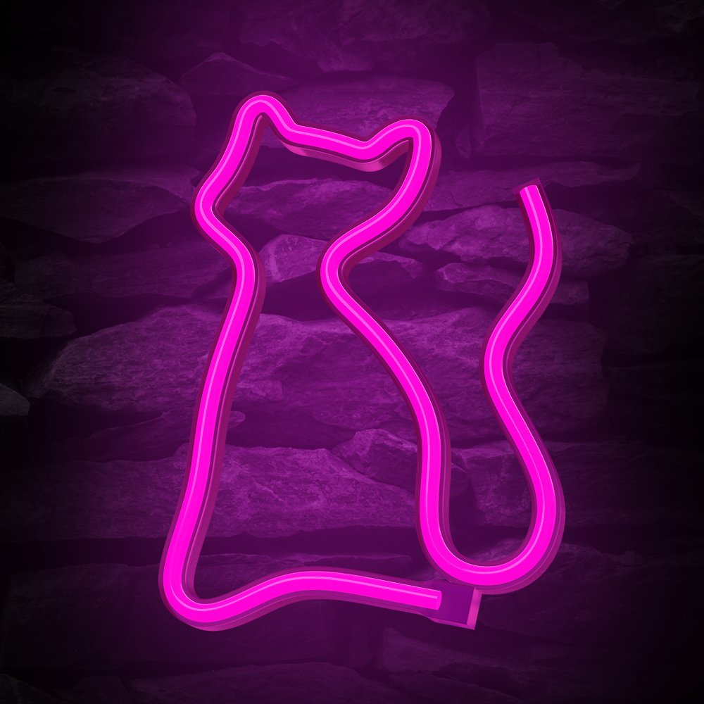 Neona LED CAT rozā Baterijas + USB FLNE04 Forever Light