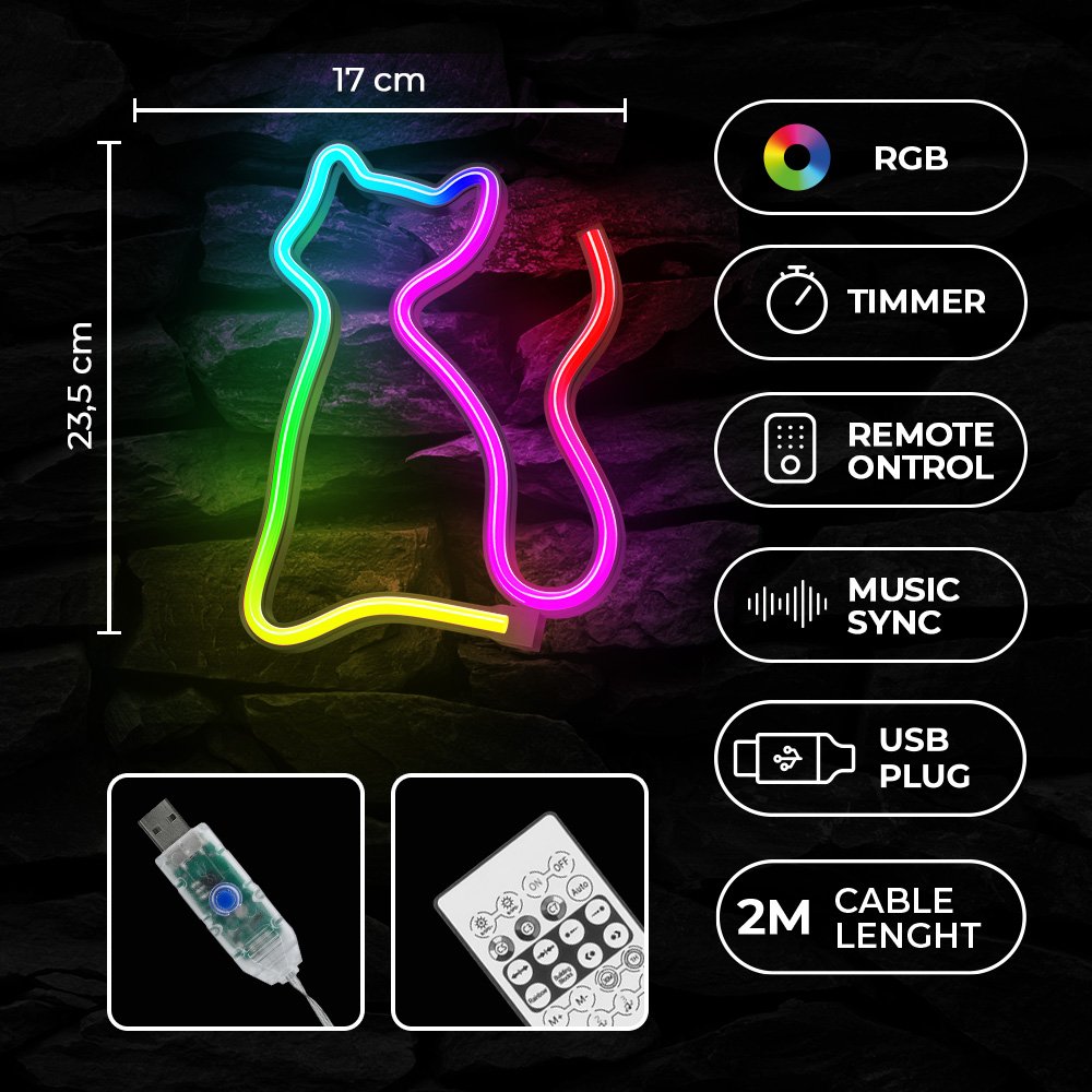 Forever Light gaisma Neon LED RGB CAT FLRN03 + RC Forever