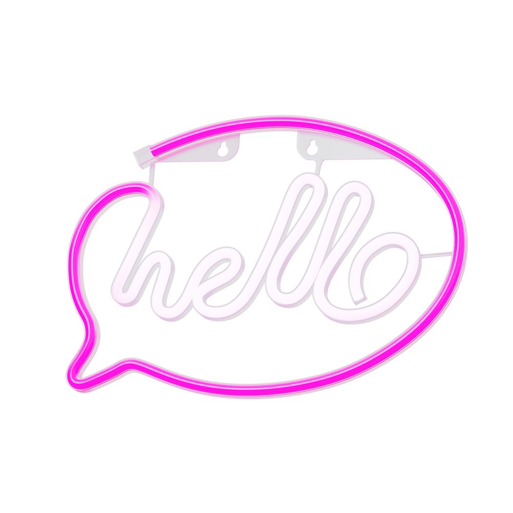 Neona LED HELLO rozā, balts Baterijas + USB FLNE15 Forever Light
