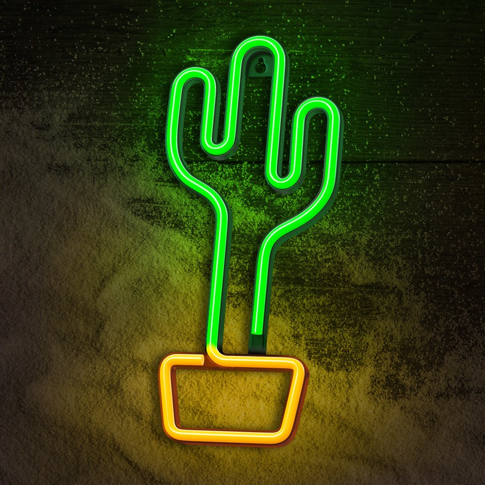 Neona LED CACTUS oranžs, zaļš Baterijas + USB FLNE02 Forever Light