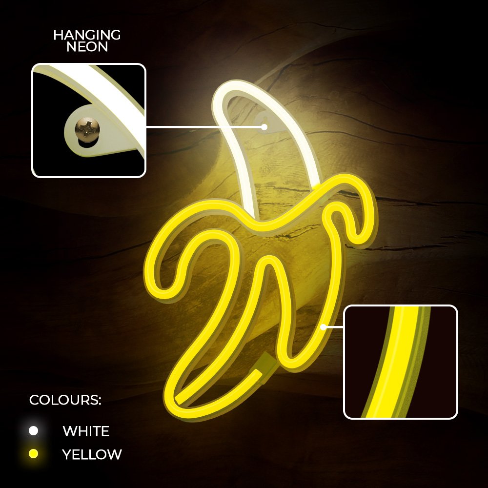 Neona LED BANANA balts, dzeltens Baterijas + USB FLNE10 Forever Light