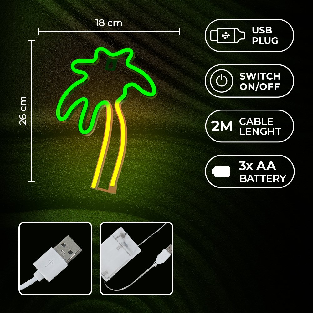 Neolia gaisma Neon LED Palm zaļš, oranžs NNE04