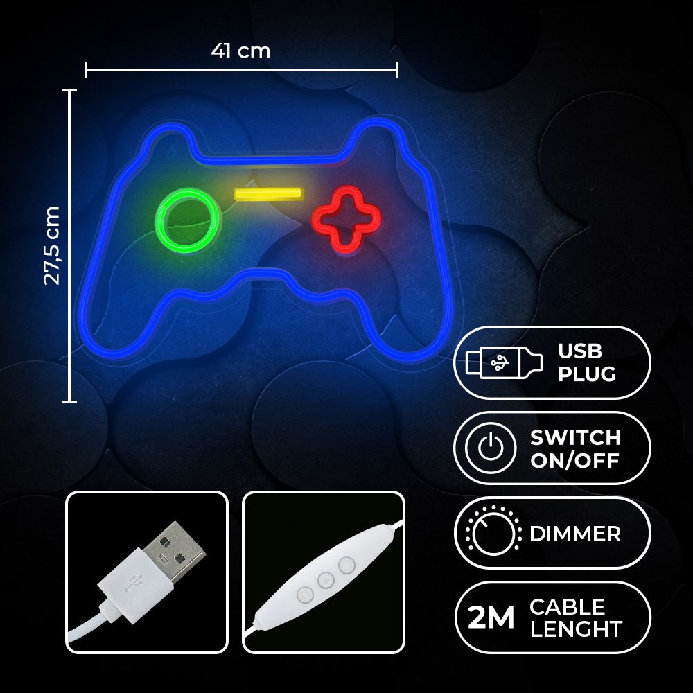 Forever Light gaisma Neon Plexi LED Gamepad daudzkrāsains FPNE03X Forever