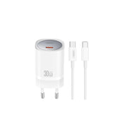 XO tīkla lādētājs CE20 PD 30W 1x USB-C balts + kabelis USB-C - USB-C