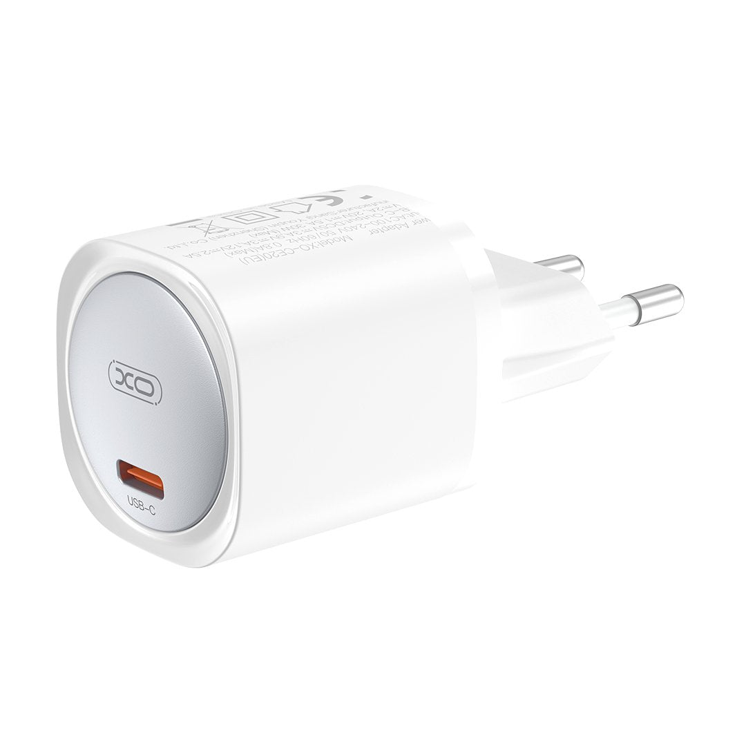 XO tīkla lādētājs CE20 PD 30W 1x USB-C balts + kabelis USB-C - USB-C