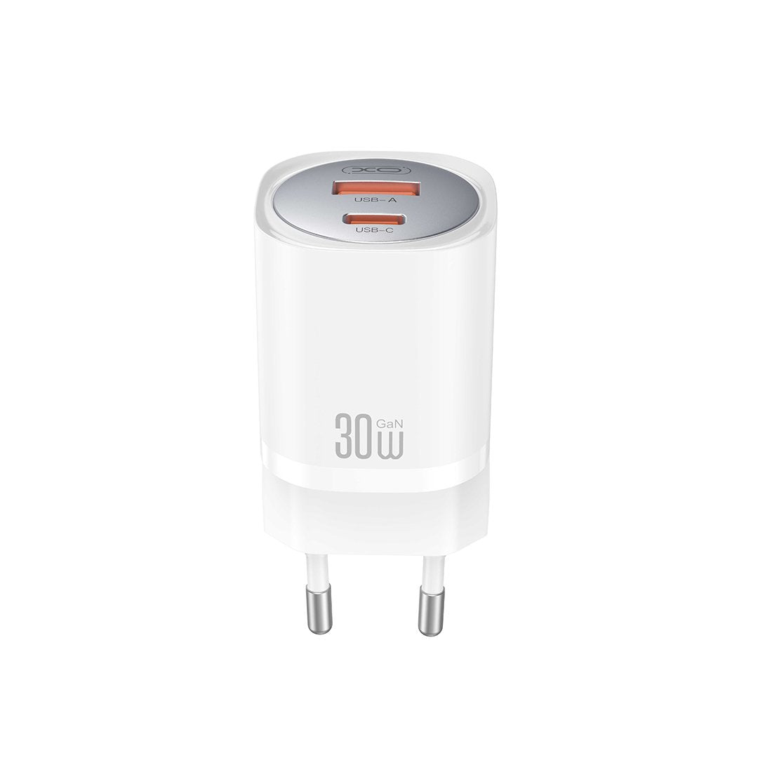 XO tīkla lādētājs CE21 PD 30W 1x USB-C 1x USB, balts