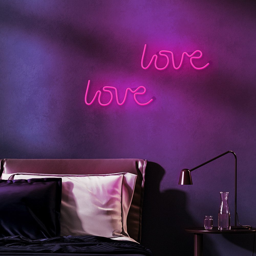 Neona LED LOVE rozā Baterijas + USB FLNE05 Forever Light