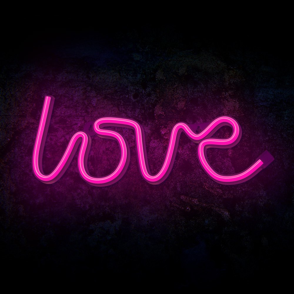 Neona LED LOVE rozā Baterijas + USB FLNE05 Forever Light