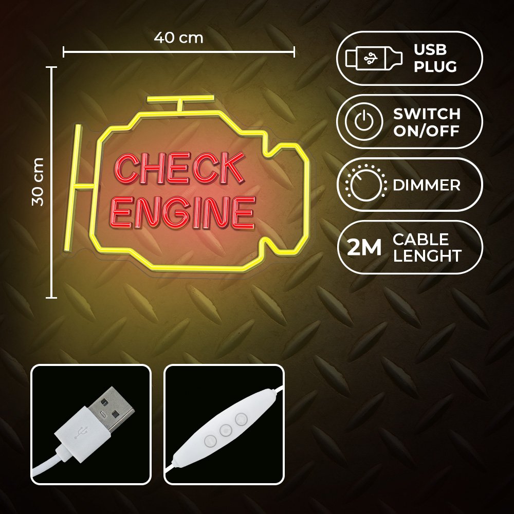 Neona LED CHECK ENGINE dzeltens, sarkans NNE21 Neolia