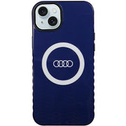 Audi maciņš iPhone 15 Plus 6,7" zils IML ar lielu logotipu MagSafe maciņš