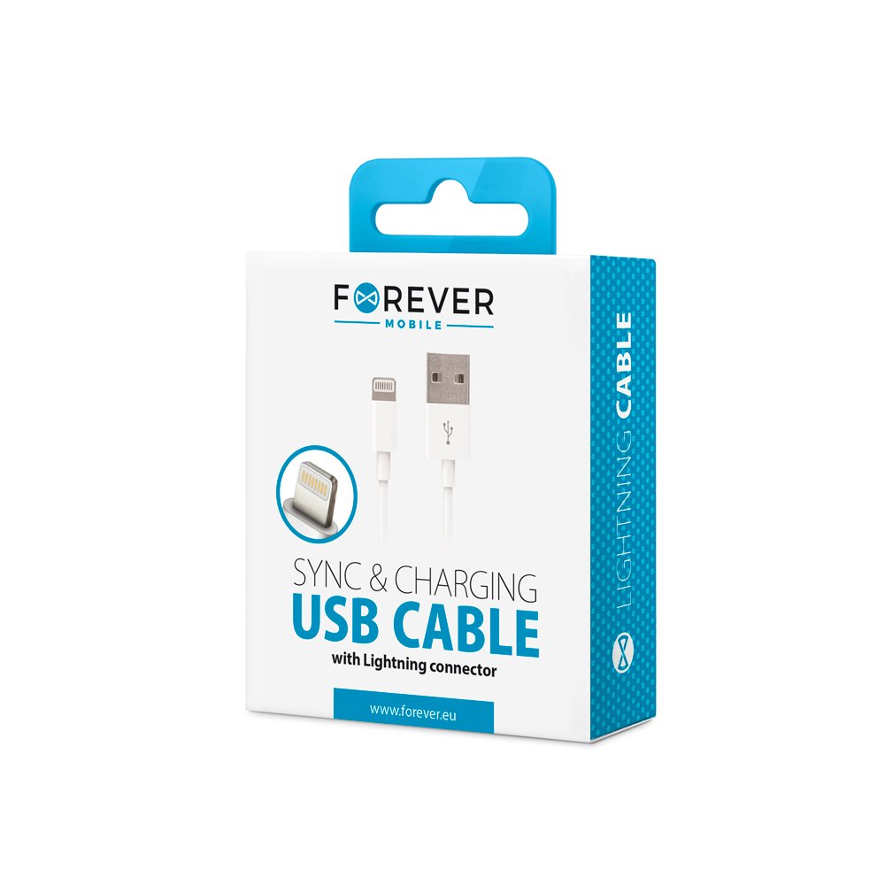 Forever kabelis USB - Lightning 1,0 m 1A, balts