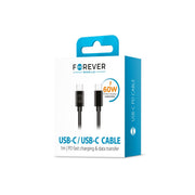 Forever kabelis USB-C - USB-C 1,0 m 60W, melns