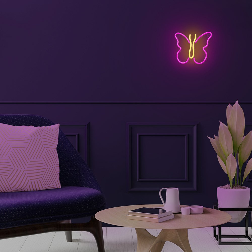 Neolia gaisma Neon LED Butterfly rozā NNE03