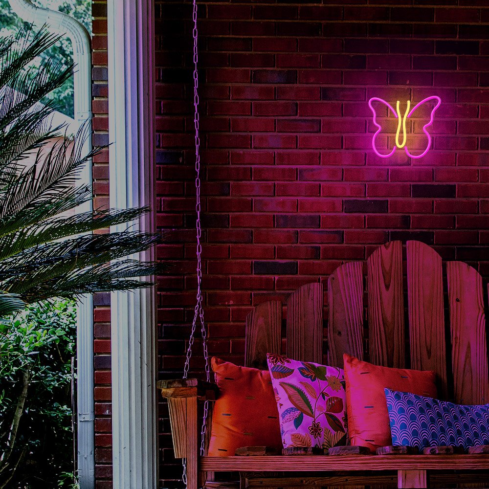 Neolia gaisma Neon LED Butterfly rozā NNE03