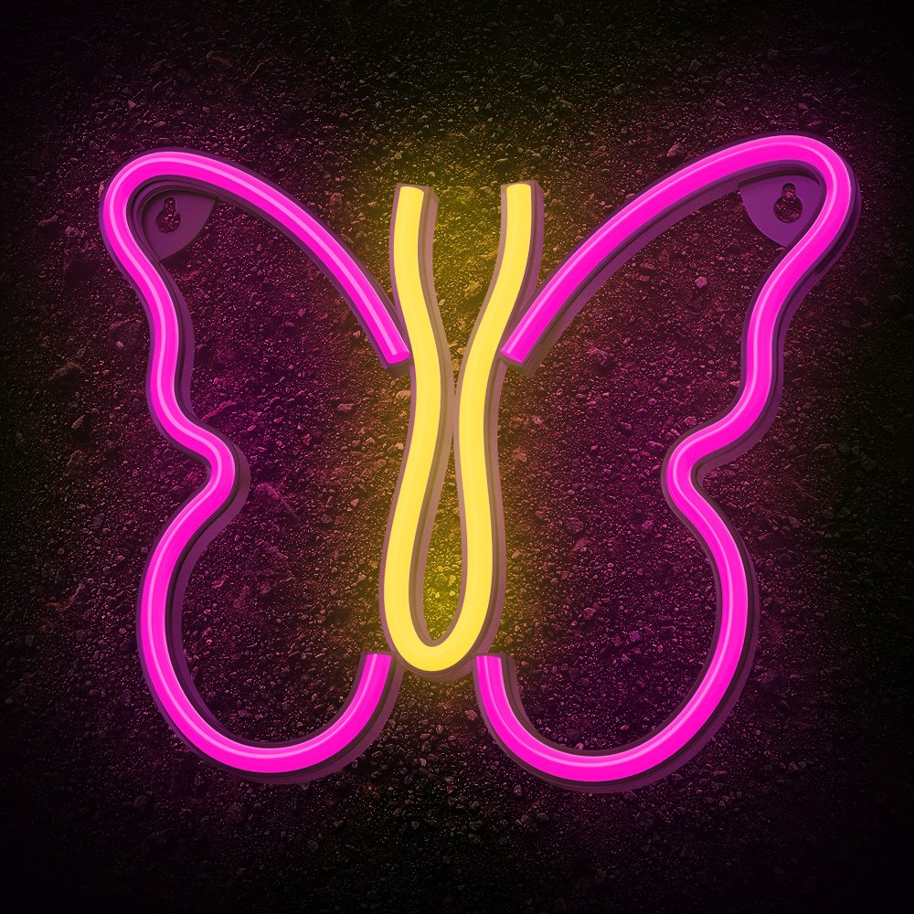 Neolia gaisma Neon LED Butterfly rozā NNE03