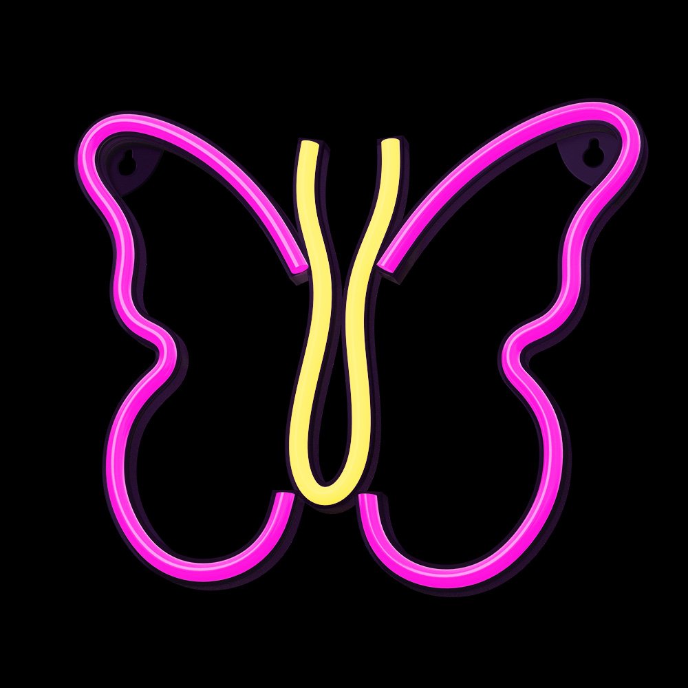 Neolia gaisma Neon LED Butterfly rozā NNE03