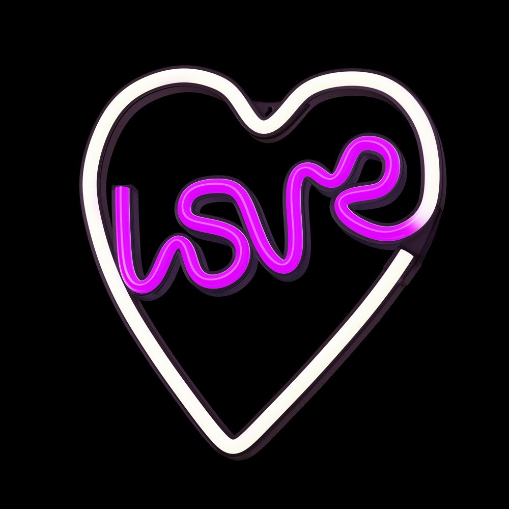 Neolia gaisma Neon LED Love Heart violets, balts NNE02