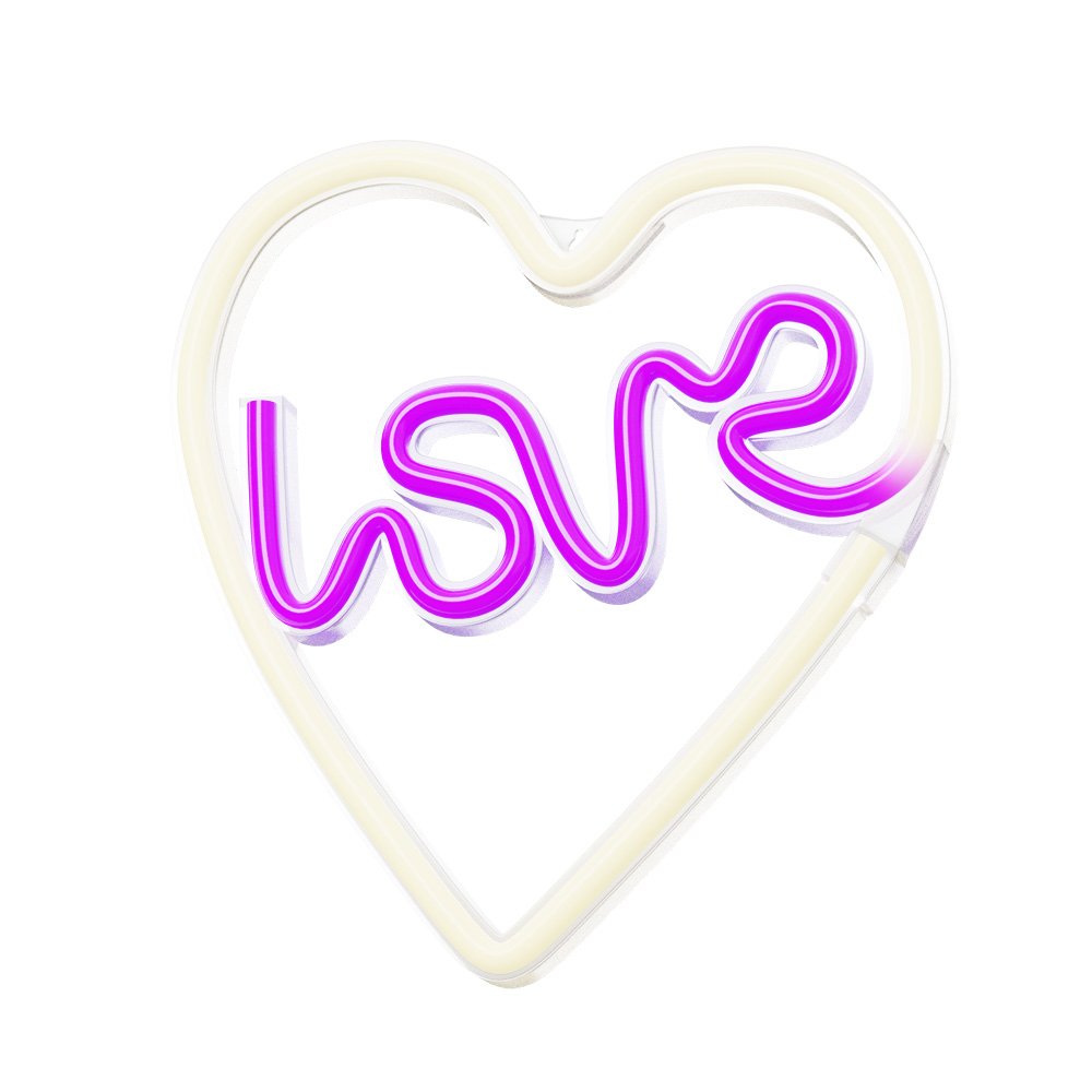 Neolia gaisma Neon LED Love Heart violets, balts NNE02
