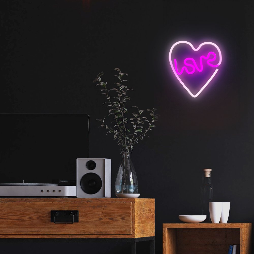 Neolia gaisma Neon LED Love Heart violets, balts NNE02