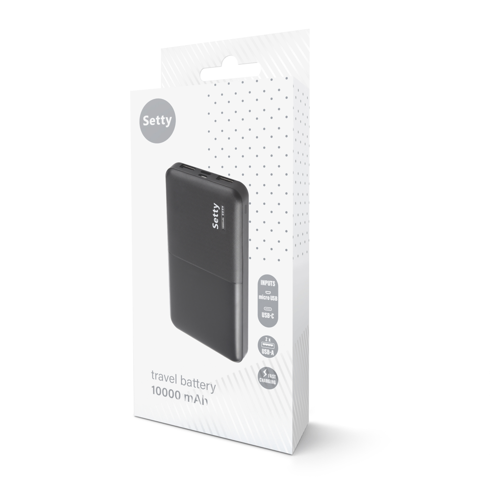 Setty ārējā baterija 10000 mAh SPB-10, melna