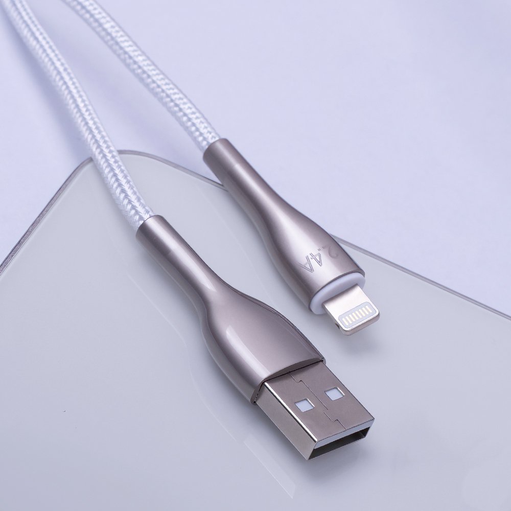 Forever kabelis Sleek USB - Lightning 1,0 m 2.4A, balts