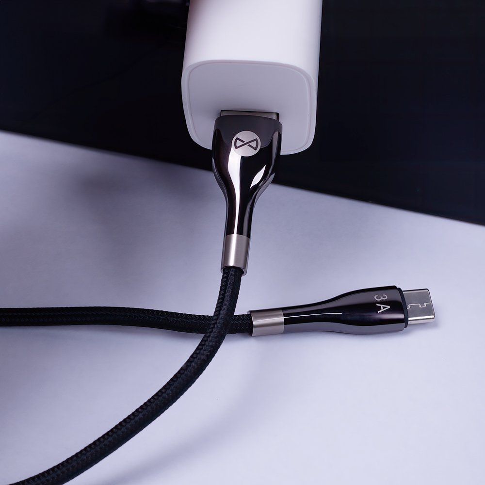 Forever kabelis Sleek USB - USB-C 1,0 m 3A, melns