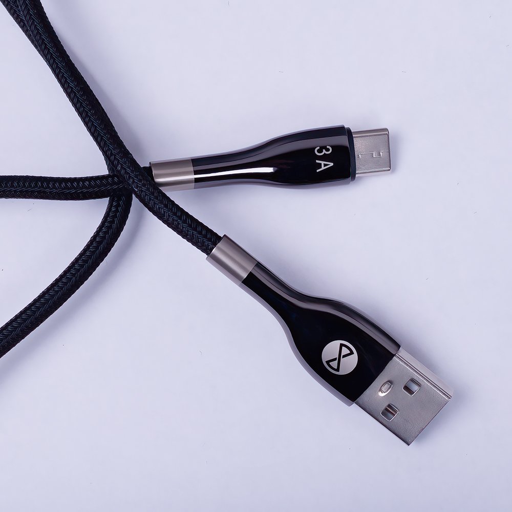 Forever kabelis Sleek USB - USB-C 1,0 m 3A, melns