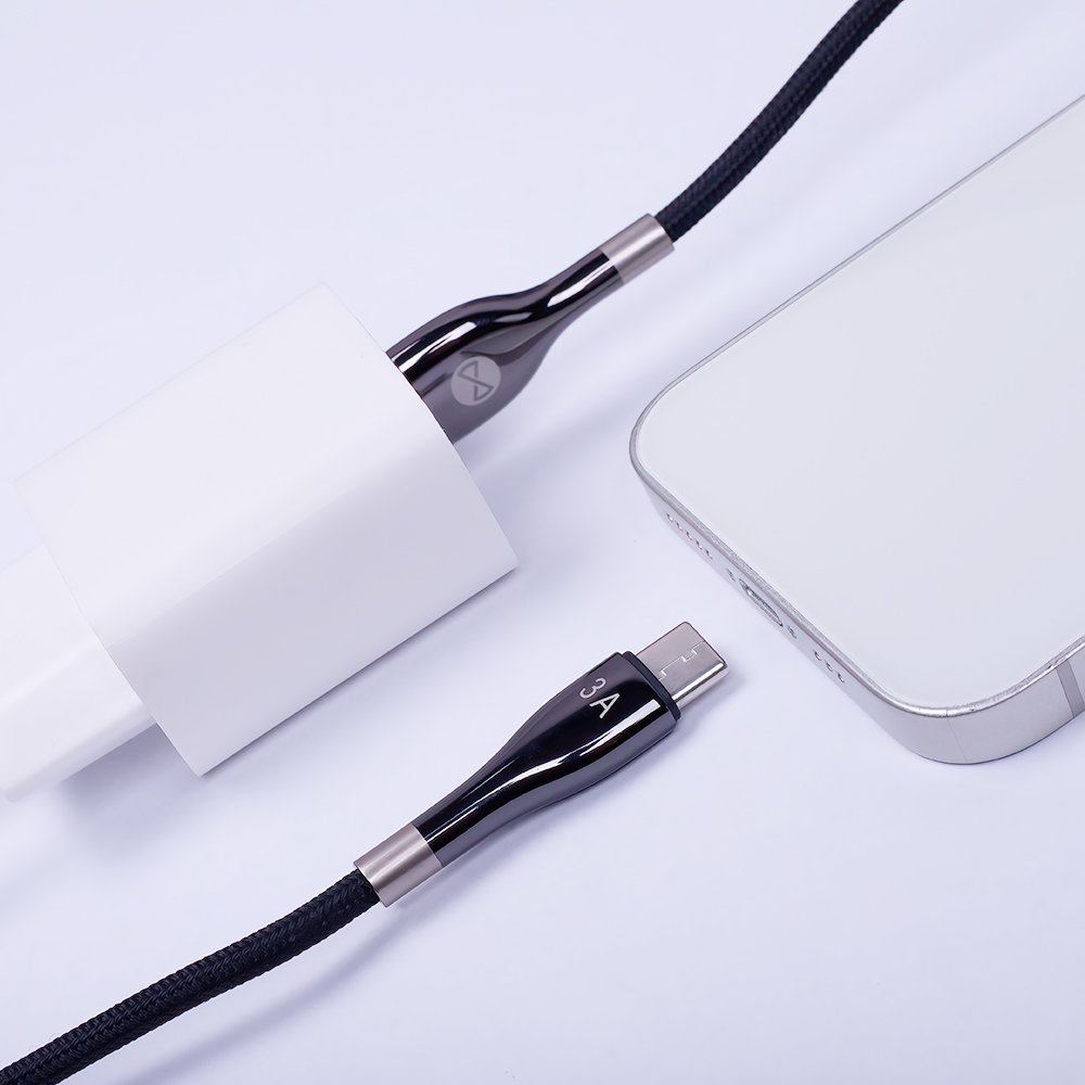 Forever kabelis Sleek USB - USB-C 1,0 m 3A, melns