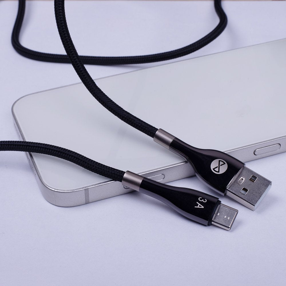 Forever kabelis Sleek USB - USB-C 1,0 m 3A, melns