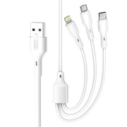 XO kabelis NB230 3w1 USB - Lightning + USB-C + microUSB 1,0m 2,4A balts