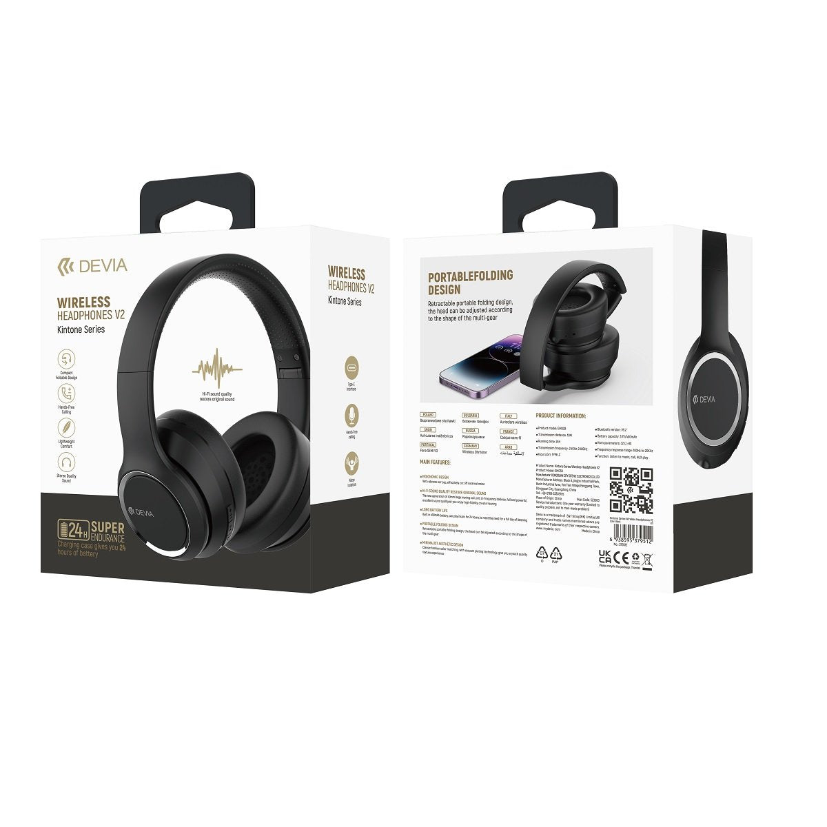 Devia Bluetooth austiņas Kintone, melnas