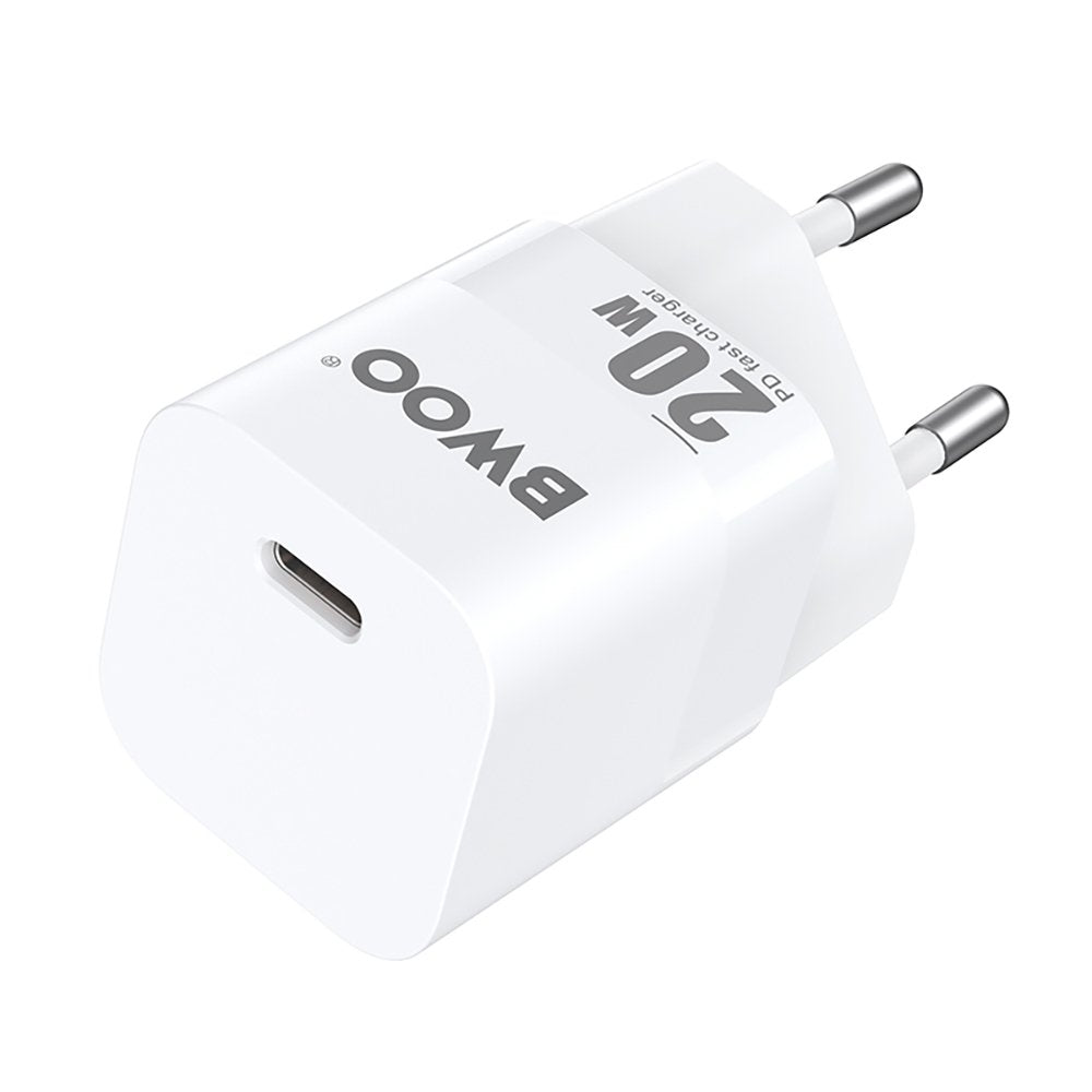 BWOO tīkla lādētājs CDA155 PD 1x USB-C port 1A 20W, balts
