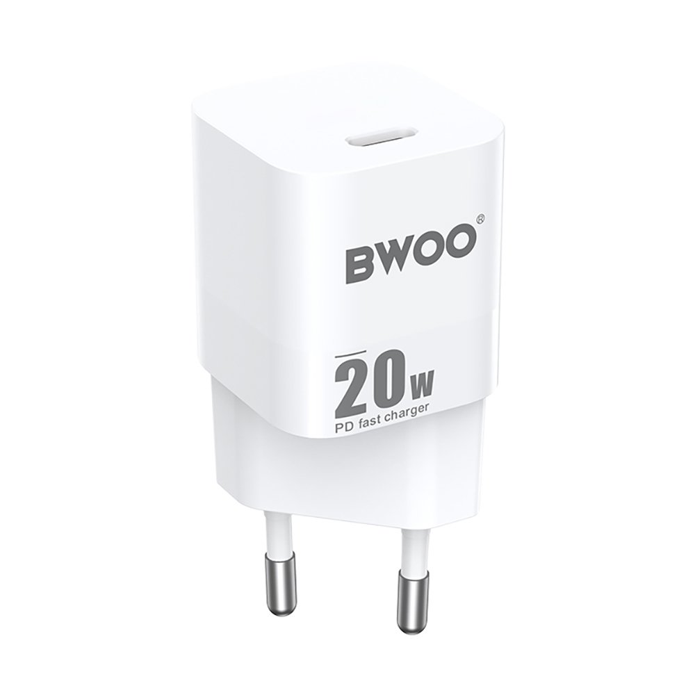 BWOO tīkla lādētājs CDA155 PD 1x USB-C port 1A 20W, balts