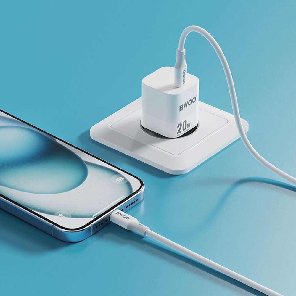 BWOO tīkla lādētājs CDA155 PD 1x USB-C port 1A 20W, balts