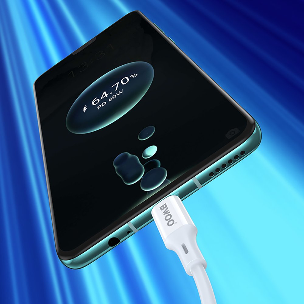 BWOO Kabelis USB-C - USB-C 1m 60W ABS + TPE X282 C-C balts