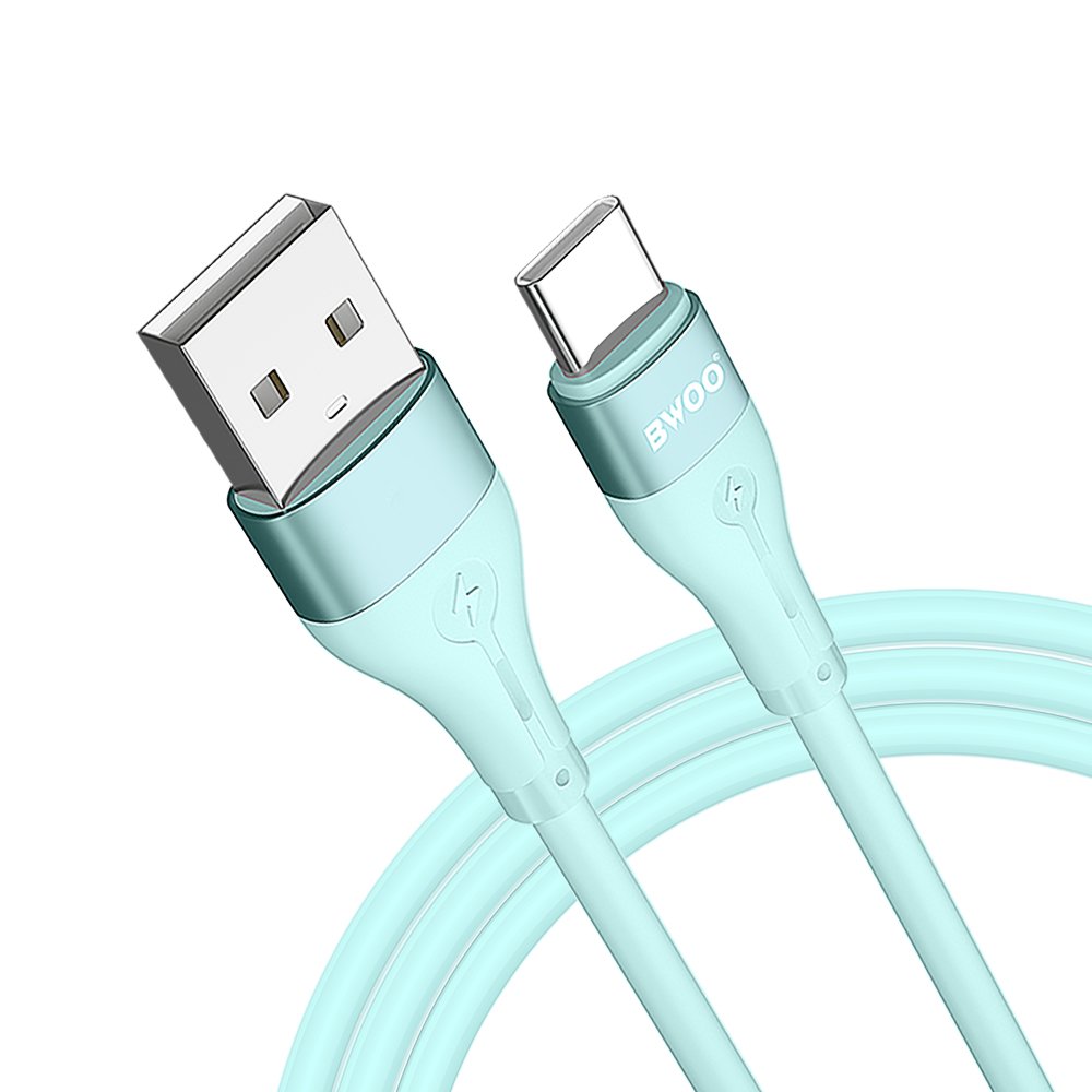 BWOO Kabelis USB - USB-C 1m 3A Minimālisma Silikona Zaļš X280C