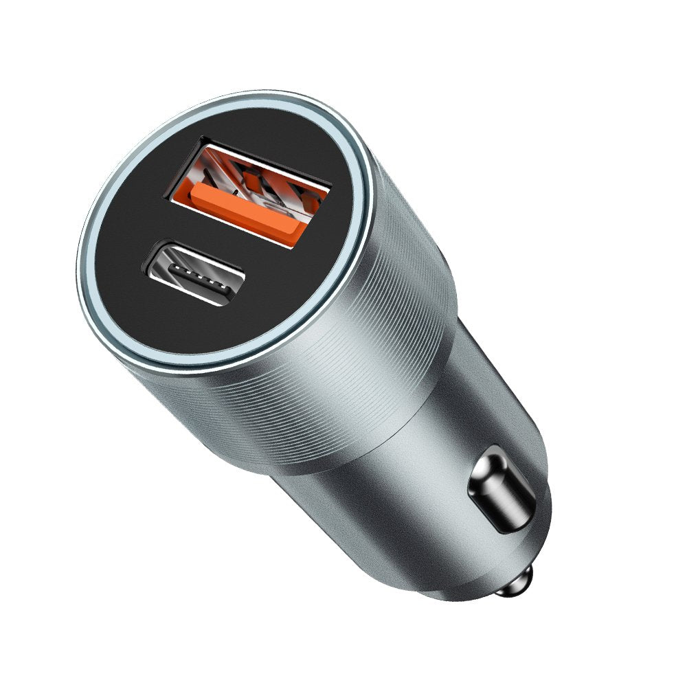 BWOO auto lādētājs BO-CC73 PD 1x USB-C - USB-A port 38W, sudrabains
