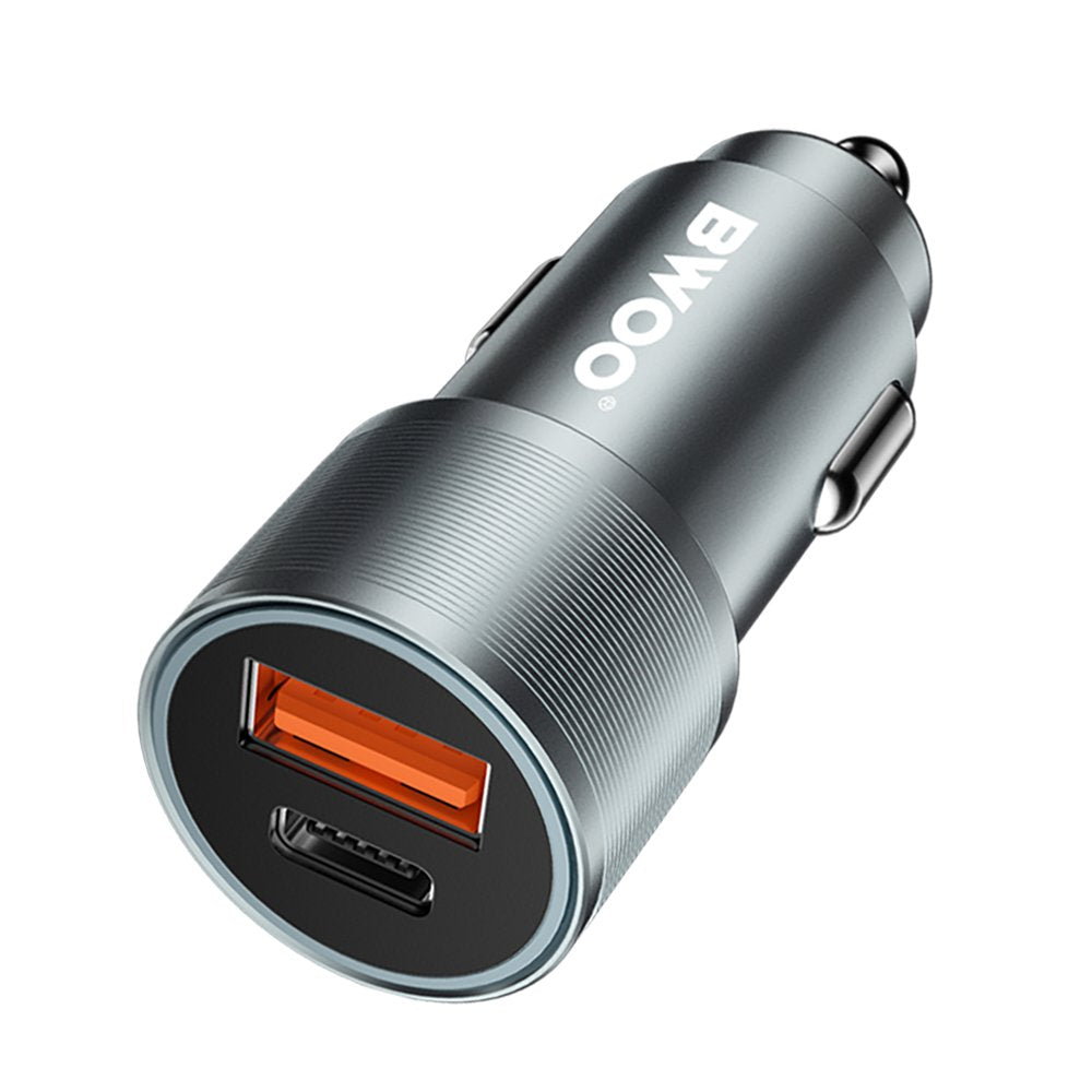 BWOO auto lādētājs BO-CC73 PD 1x USB-C - USB-A port 38W, sudrabains