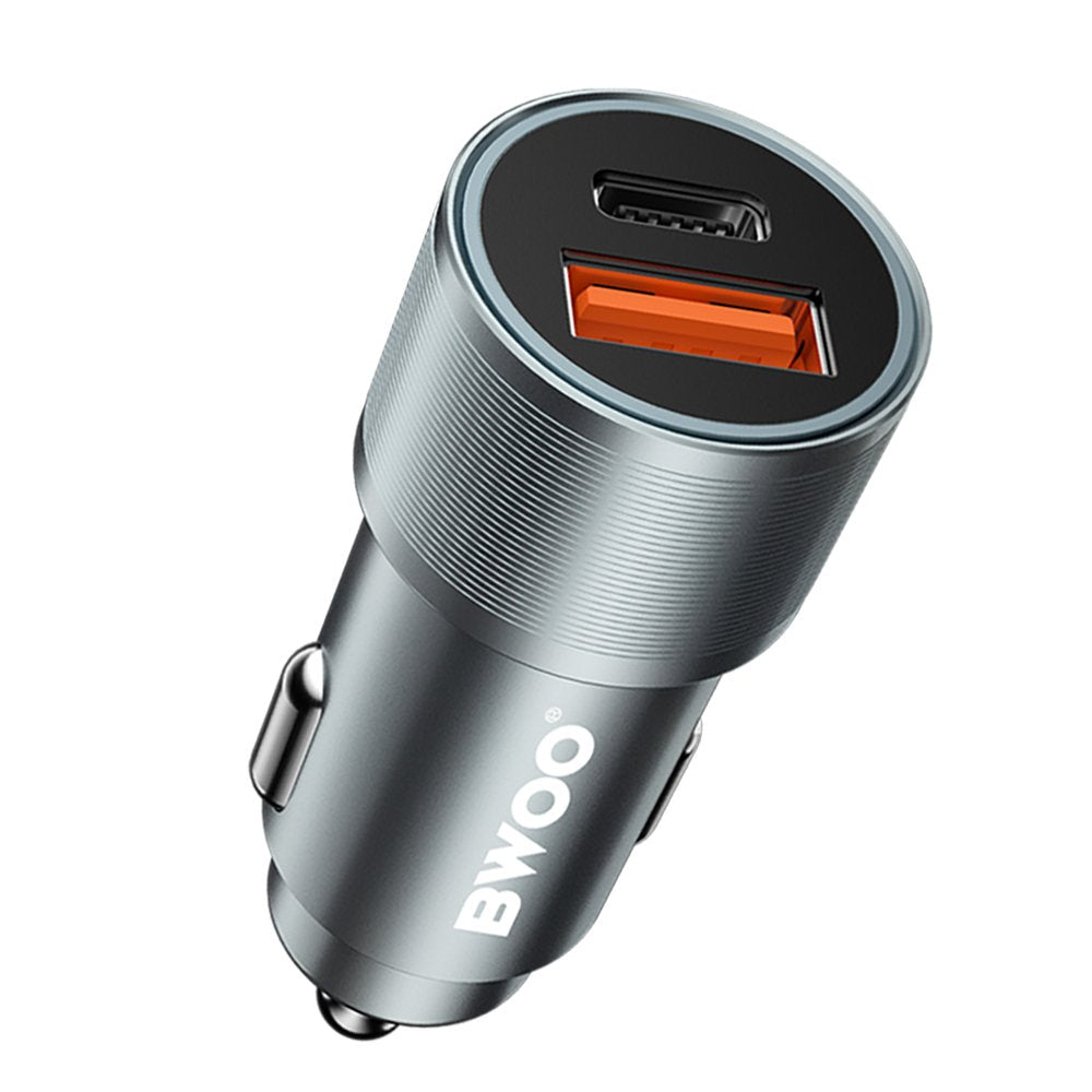 BWOO auto lādētājs BO-CC73 PD 1x USB-C - USB-A port 38W, sudrabains