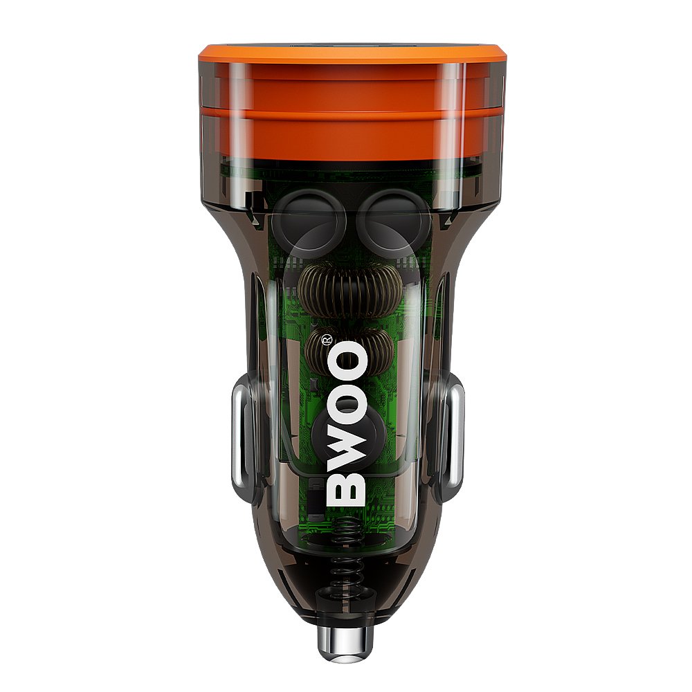 BWOO auto lādētājs PD 1x USB-C - USB-A port 38W caurspīdīgs