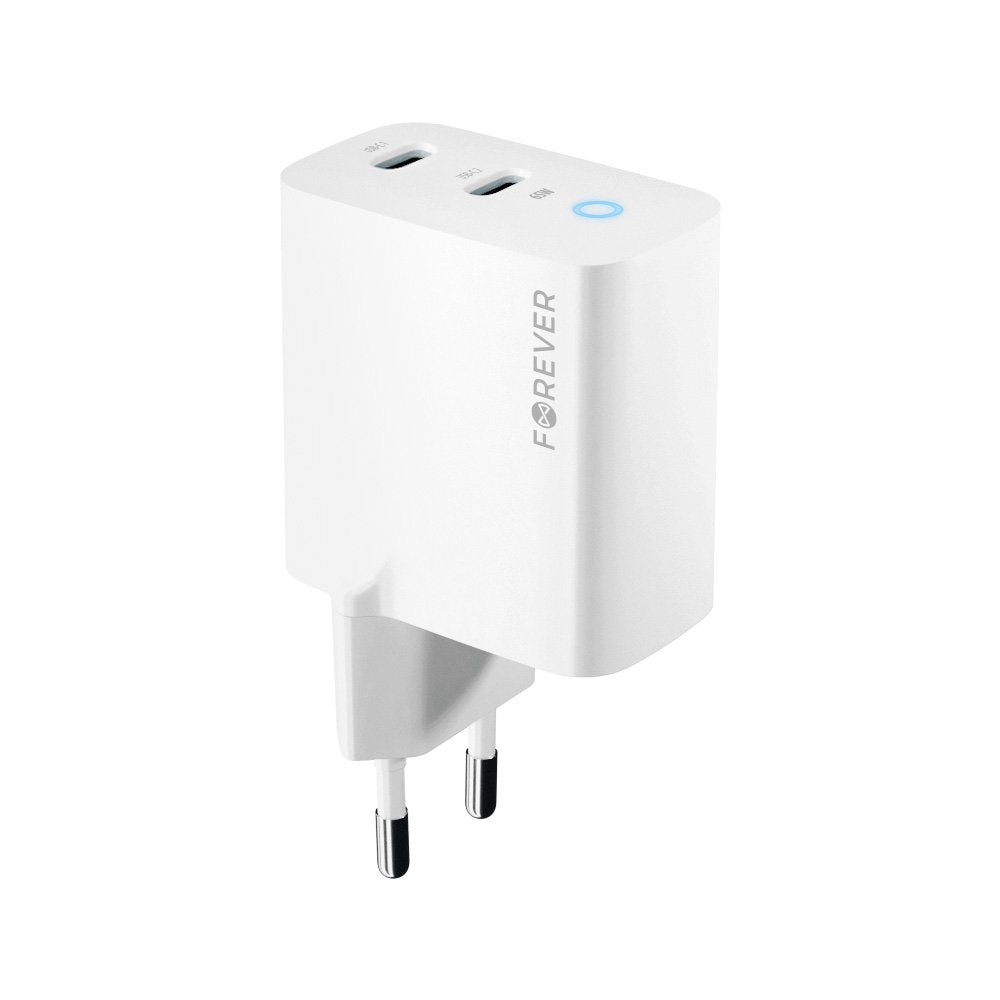 Forever lādētājs TC-06-65CC GAN PD QC 2x USB-C 65W, balts