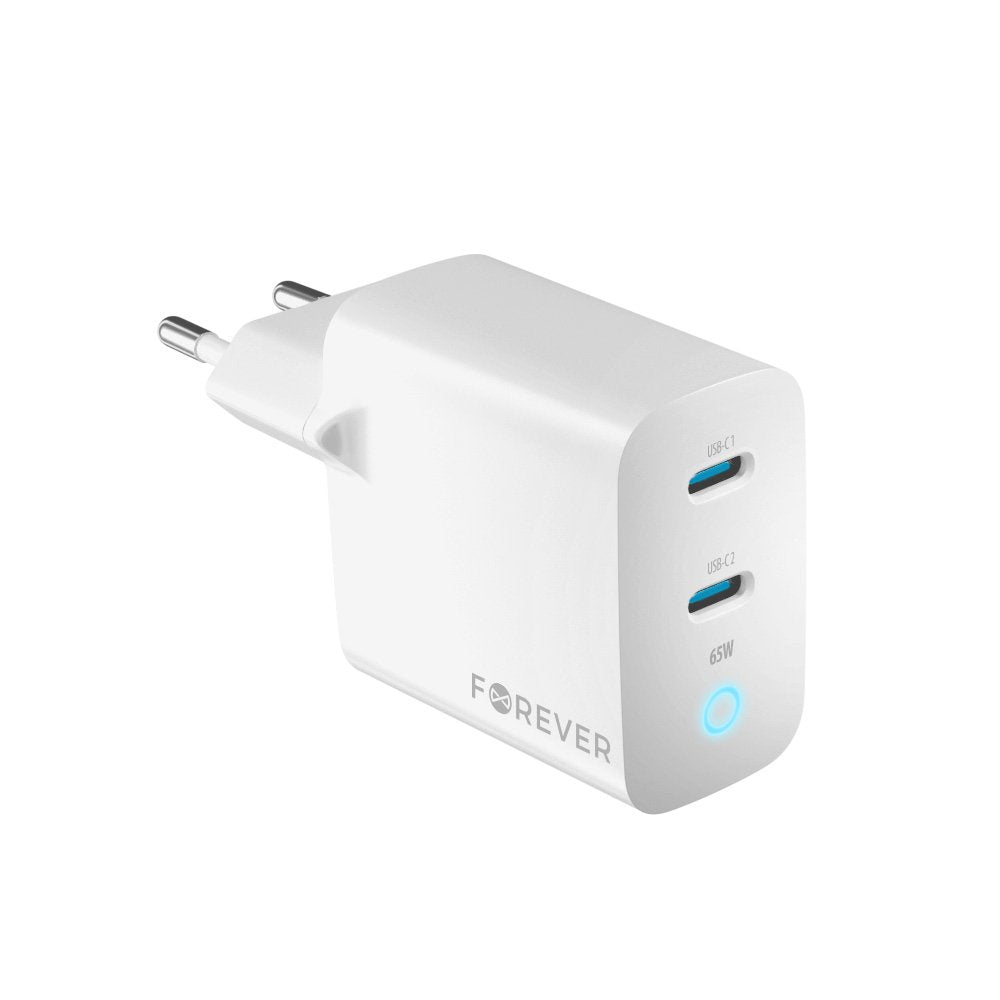 Forever lādētājs TC-06-65CC GAN PD QC 2x USB-C 65W, balts