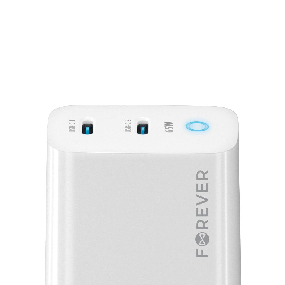 Forever lādētājs TC-06-65CC GAN PD QC 2x USB-C 65W, balts